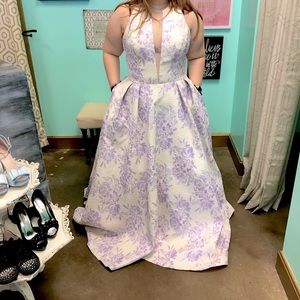 White & Lilac Prom Dress